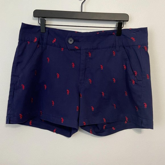 Blue Epic Pants - Blue Epic Navy & Red Seahorse Preppy Shorts 16